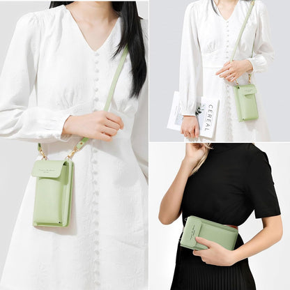 Leather Passport Wallet Crossbody Phone Bag, RFID Blocking Passport Holder Credit Cards Case for Women