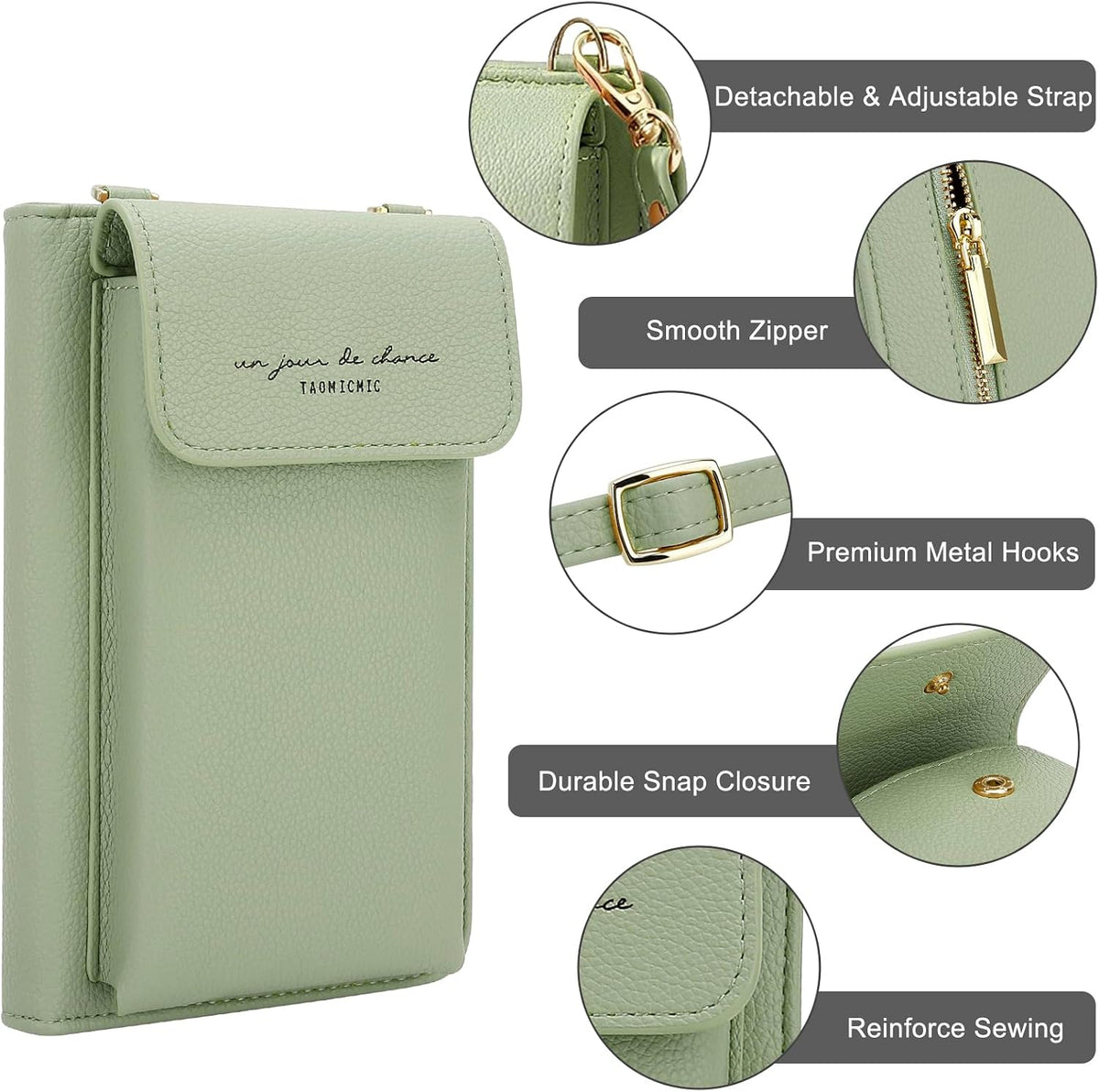 Leather Passport Wallet Crossbody Phone Bag, RFID Blocking Passport Holder Credit Cards Case for Women