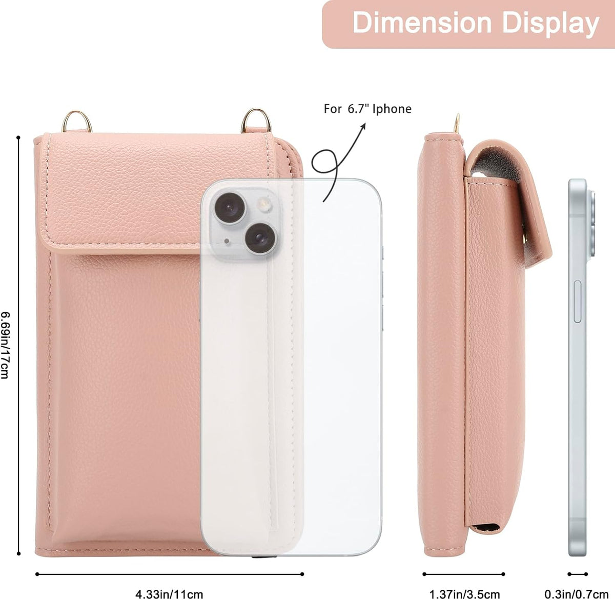Leather Passport Wallet Crossbody Phone Bag, RFID Blocking Passport Holder Credit Cards Case for Women