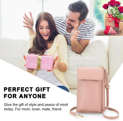 Leather Passport Wallet Crossbody Phone Bag, RFID Blocking Passport Holder Credit Cards Case for Women
