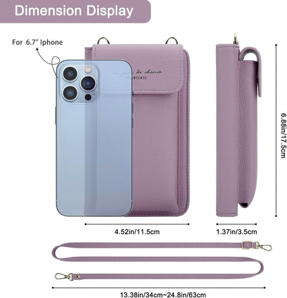 Leather Passport Wallet Crossbody Phone Bag, RFID Blocking Passport Holder Credit Cards Case for Women