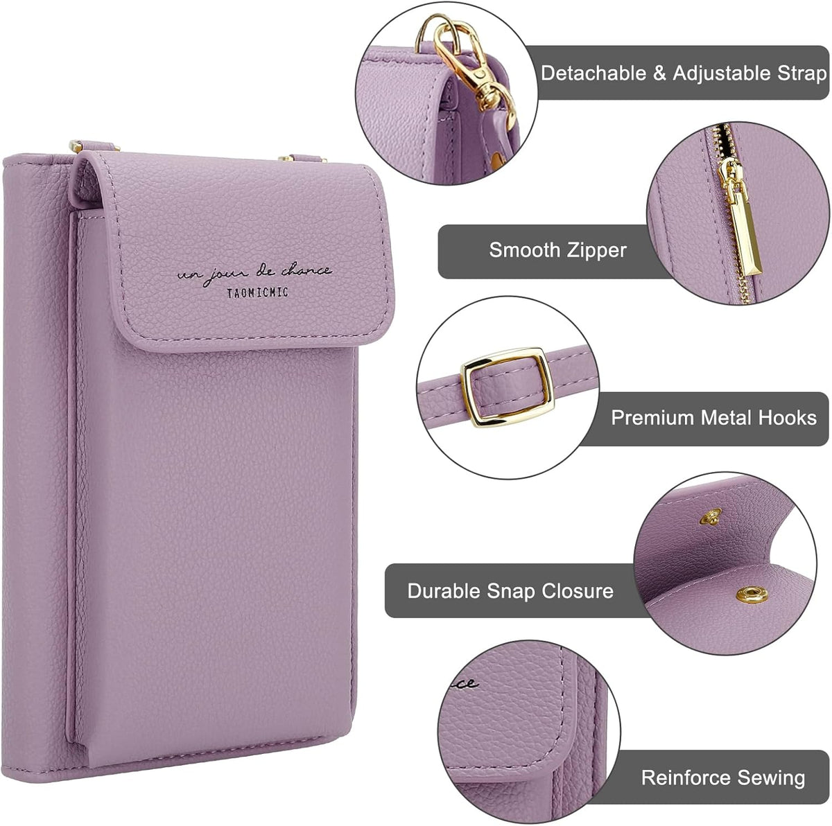 Leather Passport Wallet Crossbody Phone Bag, RFID Blocking Passport Holder Credit Cards Case for Women