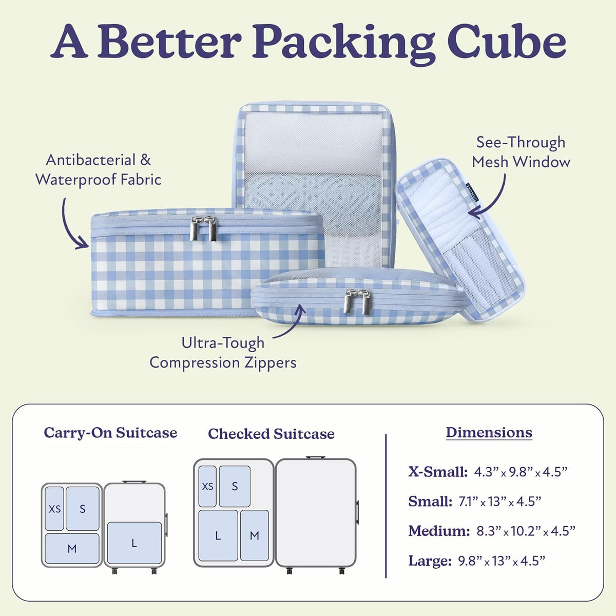 Space-Saving Compression Packing Cubes for Women, Men, Compressible Carry On Suit Case Organizer Luggage Packing Cubes for Travel Compression Organizer Bags for Luggage, Suitcase Cube