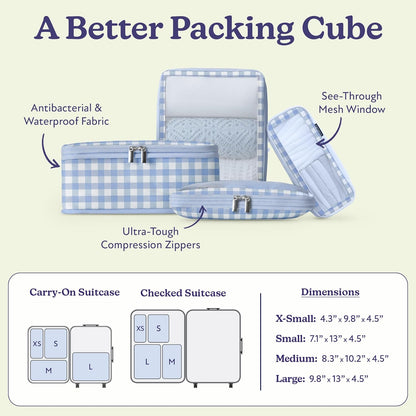 Space-Saving Compression Packing Cubes for Women, Men, Compressible Carry On Suit Case Organizer Luggage Packing Cubes for Travel Compression Organizer Bags for Luggage, Suitcase Cube