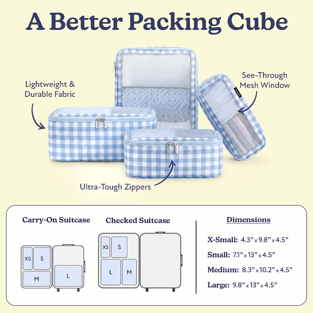 Space-Saving Compression Packing Cubes for Women, Men, Compressible Carry On Suit Case Organizer Luggage Packing Cubes for Travel Compression Organizer Bags for Luggage, Suitcase Cube
