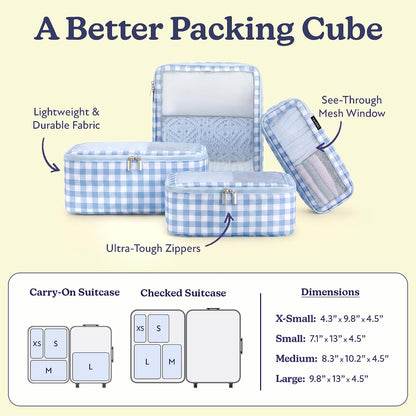 Space-Saving Compression Packing Cubes for Women, Men, Compressible Carry On Suit Case Organizer Luggage Packing Cubes for Travel Compression Organizer Bags for Luggage, Suitcase Cube