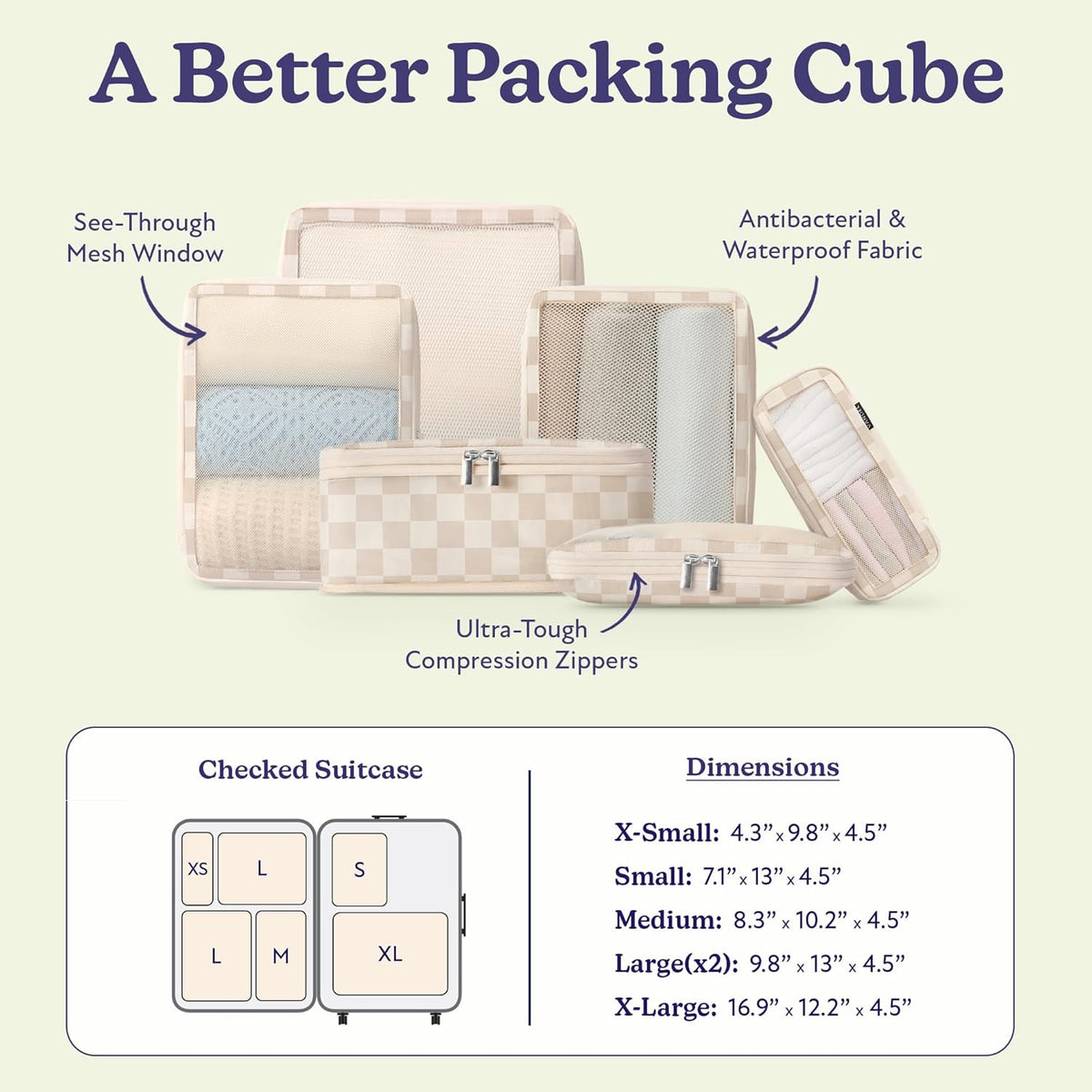 Space-Saving Compression Packing Cubes for Women, Men, Compressible Carry On Suit Case Organizer Luggage Packing Cubes for Travel Compression Organizer Bags for Luggage, Suitcase Cube