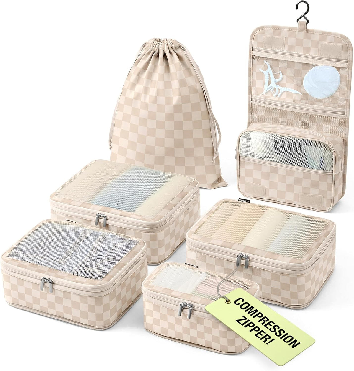 Space-Saving Compression Packing Cubes for Women, Men, Compressible Carry On Suit Case Organizer Luggage Packing Cubes for Travel Compression Organizer Bags for Luggage, Suitcase Cube