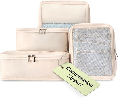 Space-Saving Compression Packing Cubes for Women, Men, Compressible Carry On Suit Case Organizer Luggage Packing Cubes for Travel Compression Organizer Bags for Luggage, Suitcase Cube
