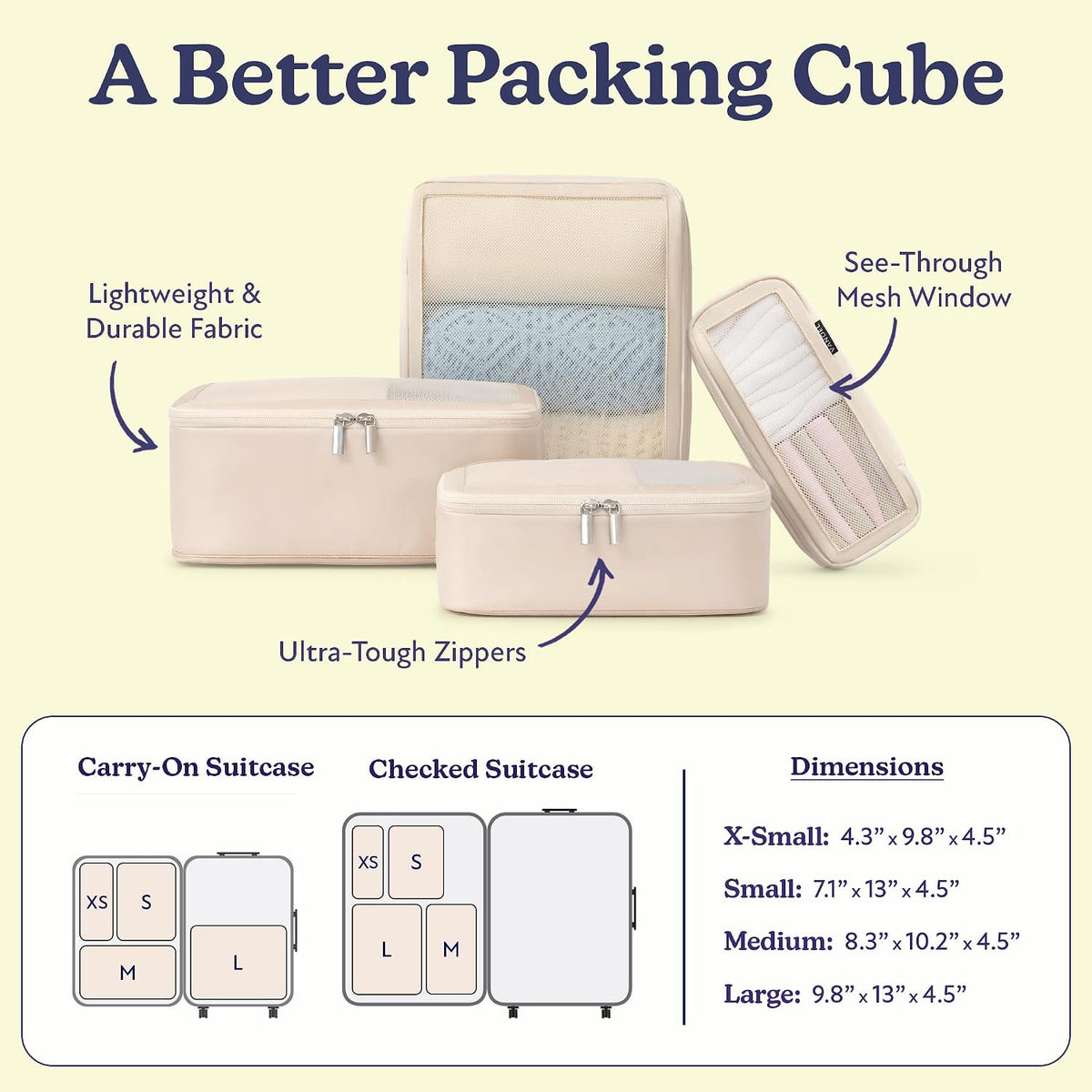 Space-Saving Compression Packing Cubes for Women, Men, Compressible Carry On Suit Case Organizer Luggage Packing Cubes for Travel Compression Organizer Bags for Luggage, Suitcase Cube