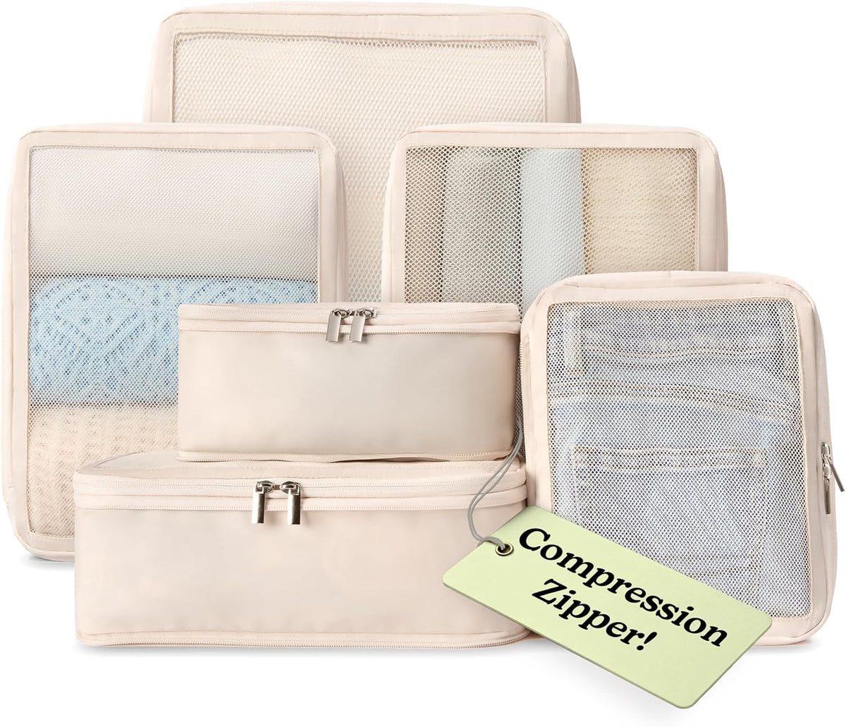 Space-Saving Compression Packing Cubes for Women, Men, Compressible Carry On Suit Case Organizer Luggage Packing Cubes for Travel Compression Organizer Bags for Luggage, Suitcase Cube