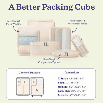 Space-Saving Compression Packing Cubes for Women, Men, Compressible Carry On Suit Case Organizer Luggage Packing Cubes for Travel Compression Organizer Bags for Luggage, Suitcase Cube