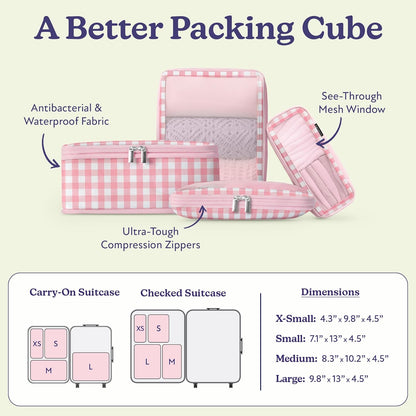 Space-Saving Compression Packing Cubes for Women, Men, Compressible Carry On Suit Case Organizer Luggage Packing Cubes for Travel Compression Organizer Bags for Luggage, Suitcase Cube