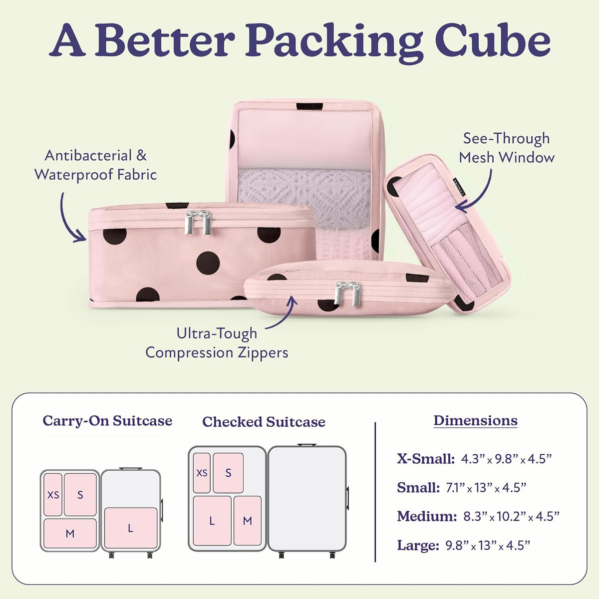 Space-Saving Compression Packing Cubes for Women, Men, Compressible Carry On Suit Case Organizer Luggage Packing Cubes for Travel Compression Organizer Bags for Luggage, Suitcase Cube