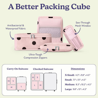 Space-Saving Compression Packing Cubes for Women, Men, Compressible Carry On Suit Case Organizer Luggage Packing Cubes for Travel Compression Organizer Bags for Luggage, Suitcase Cube