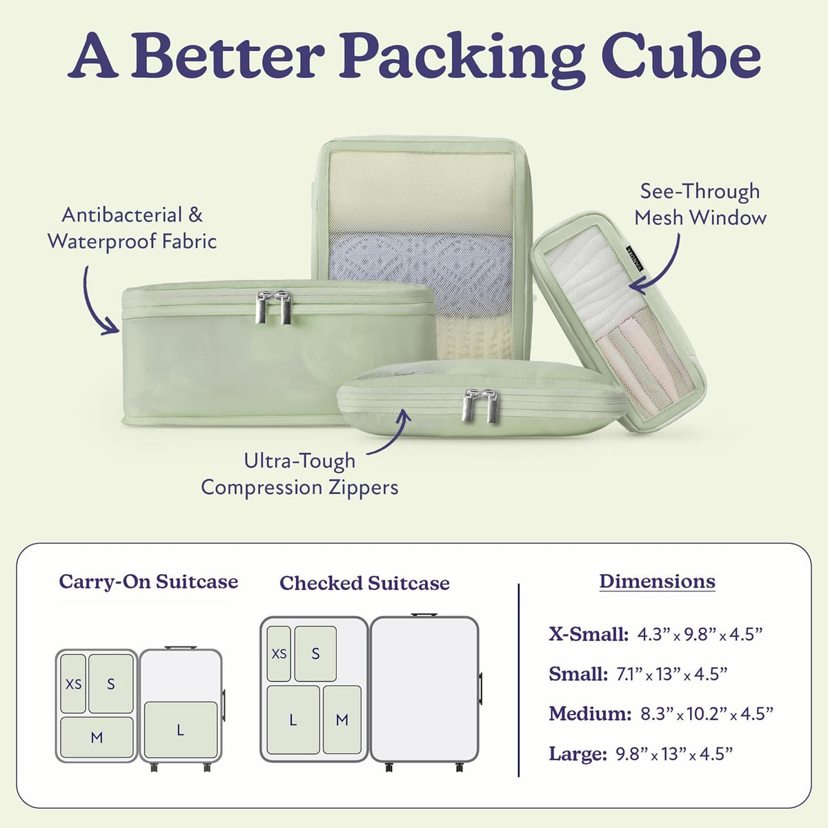 Space-Saving Compression Packing Cubes for Women, Men, Compressible Carry On Suit Case Organizer Luggage Packing Cubes for Travel Compression Organizer Bags for Luggage, Suitcase Cube