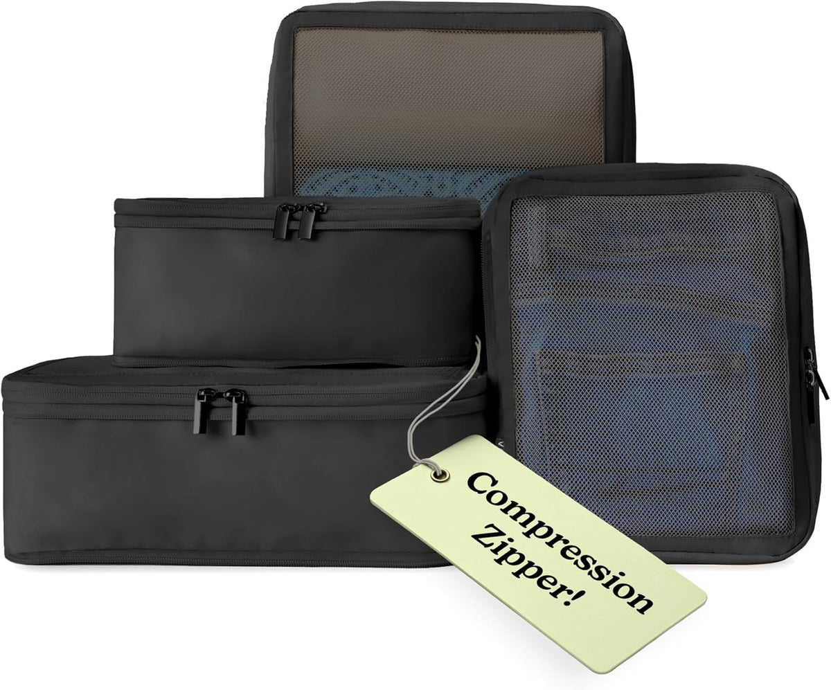 Space-Saving Compression Packing Cubes for Women, Men, Compressible Carry On Suit Case Organizer Luggage Packing Cubes for Travel Compression Organizer Bags for Luggage, Suitcase Cube
