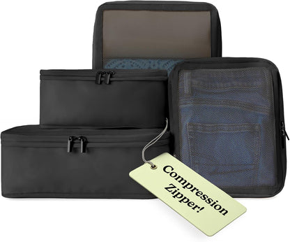 Space-Saving Compression Packing Cubes for Women, Men, Compressible Carry On Suit Case Organizer Luggage Packing Cubes for Travel Compression Organizer Bags for Luggage, Suitcase Cube