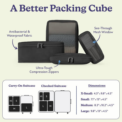 Space-Saving Compression Packing Cubes for Women, Men, Compressible Carry On Suit Case Organizer Luggage Packing Cubes for Travel Compression Organizer Bags for Luggage, Suitcase Cube