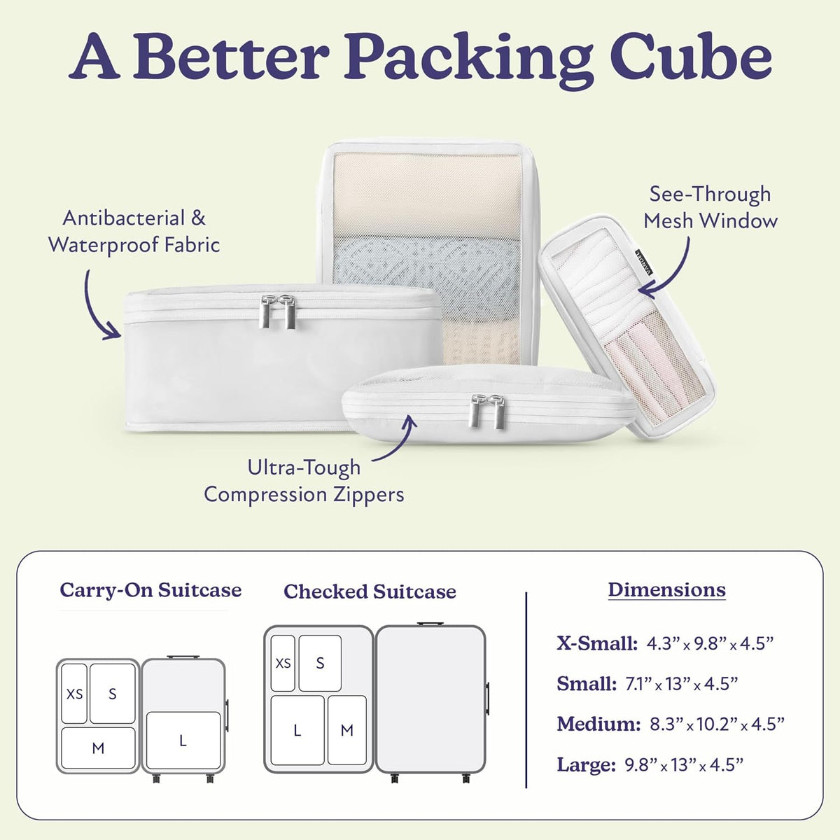 Space-Saving Compression Packing Cubes for Women, Men, Compressible Carry On Suit Case Organizer Luggage Packing Cubes for Travel Compression Organizer Bags for Luggage, Suitcase Cube