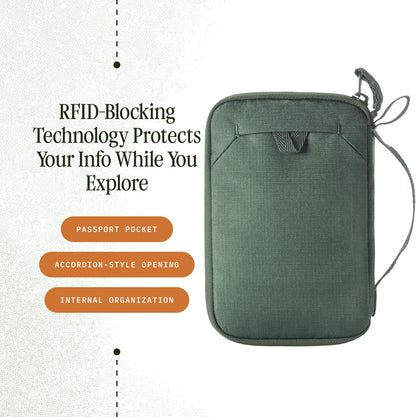 Stash RFID Passport Wallet – Slim Travel Organizer with RFID Blocking – Secure Storage for Passport, Cards & Cash – Lightweight & Water-Resistant – Unisex – Storm Grey