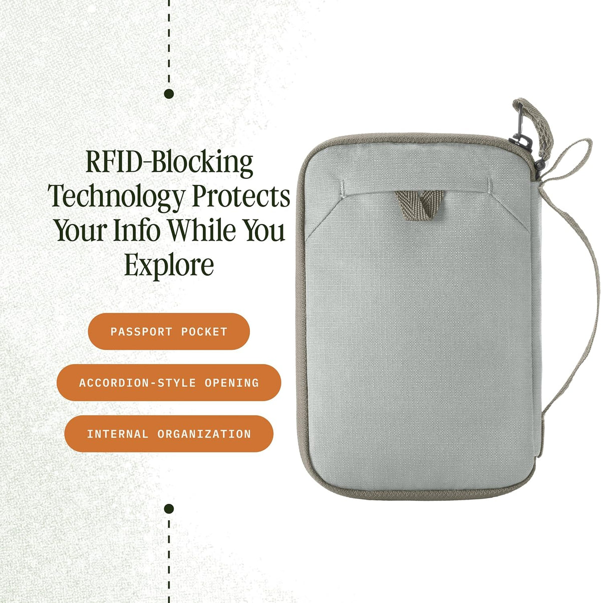 Stash RFID Passport Wallet – Slim Travel Organizer with RFID Blocking – Secure Storage for Passport, Cards & Cash – Lightweight & Water-Resistant – Unisex – Storm Grey