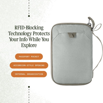 Stash RFID Passport Wallet – Slim Travel Organizer with RFID Blocking – Secure Storage for Passport, Cards & Cash – Lightweight & Water-Resistant – Unisex – Storm Grey