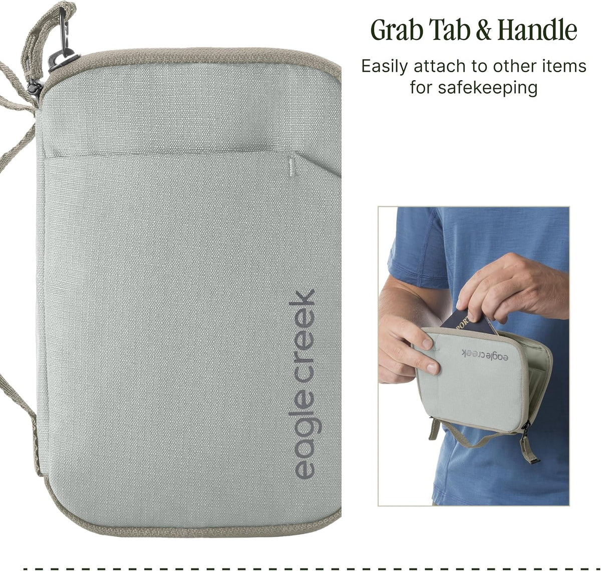 Stash RFID Passport Wallet – Slim Travel Organizer with RFID Blocking – Secure Storage for Passport, Cards & Cash – Lightweight & Water-Resistant – Unisex – Storm Grey