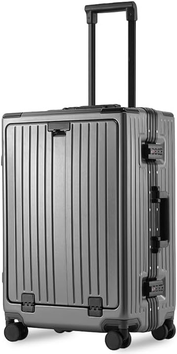 Carry On Luggage 20 Inch, Aluminum Frame Zipperless Luggage, ABS+PC Hard Shell Suitcases, Carry On with Compartment for Short Trips, Suitcase Carry-on TSA Approved (Black)