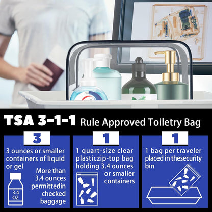 6 Pieces Clear Cosmetics Bag Bulk, TSA Approved Toiletry Bag for Travel, Zippered Clear Pouch Cosmetic Makeup Bag Waterproof Vinyl Plastic Organizer Case for Vacation Bathroom (Large)