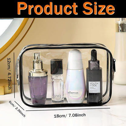 6 Pieces Clear Cosmetics Bag Bulk, TSA Approved Toiletry Bag for Travel, Zippered Clear Pouch Cosmetic Makeup Bag Waterproof Vinyl Plastic Organizer Case for Vacation Bathroom (Large)