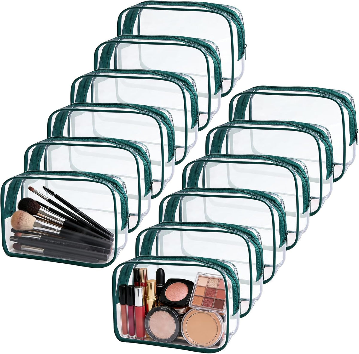 6 Pieces Clear Cosmetics Bag Bulk, TSA Approved Toiletry Bag for Travel, Zippered Clear Pouch Cosmetic Makeup Bag Waterproof Vinyl Plastic Organizer Case for Vacation Bathroom (Large)