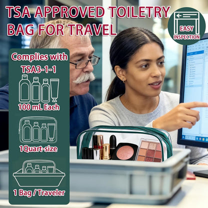 6 Pieces Clear Cosmetics Bag Bulk, TSA Approved Toiletry Bag for Travel, Zippered Clear Pouch Cosmetic Makeup Bag Waterproof Vinyl Plastic Organizer Case for Vacation Bathroom (Large)