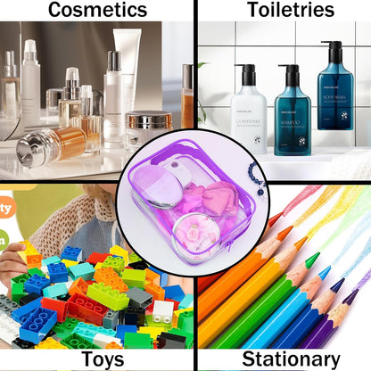 6 Pieces Clear Cosmetics Bag Bulk, TSA Approved Toiletry Bag for Travel, Zippered Clear Pouch Cosmetic Makeup Bag Waterproof Vinyl Plastic Organizer Case for Vacation Bathroom (Large)