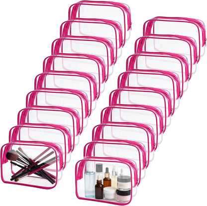 6 Pieces Clear Cosmetics Bag Bulk, TSA Approved Toiletry Bag for Travel, Zippered Clear Pouch Cosmetic Makeup Bag Waterproof Vinyl Plastic Organizer Case for Vacation Bathroom (Large)