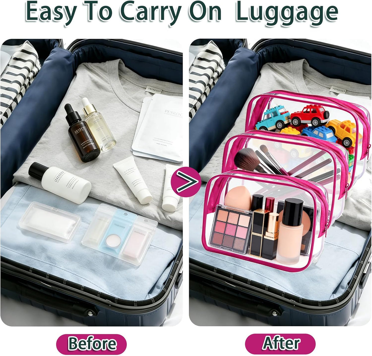 6 Pieces Clear Cosmetics Bag Bulk, TSA Approved Toiletry Bag for Travel, Zippered Clear Pouch Cosmetic Makeup Bag Waterproof Vinyl Plastic Organizer Case for Vacation Bathroom (Large)