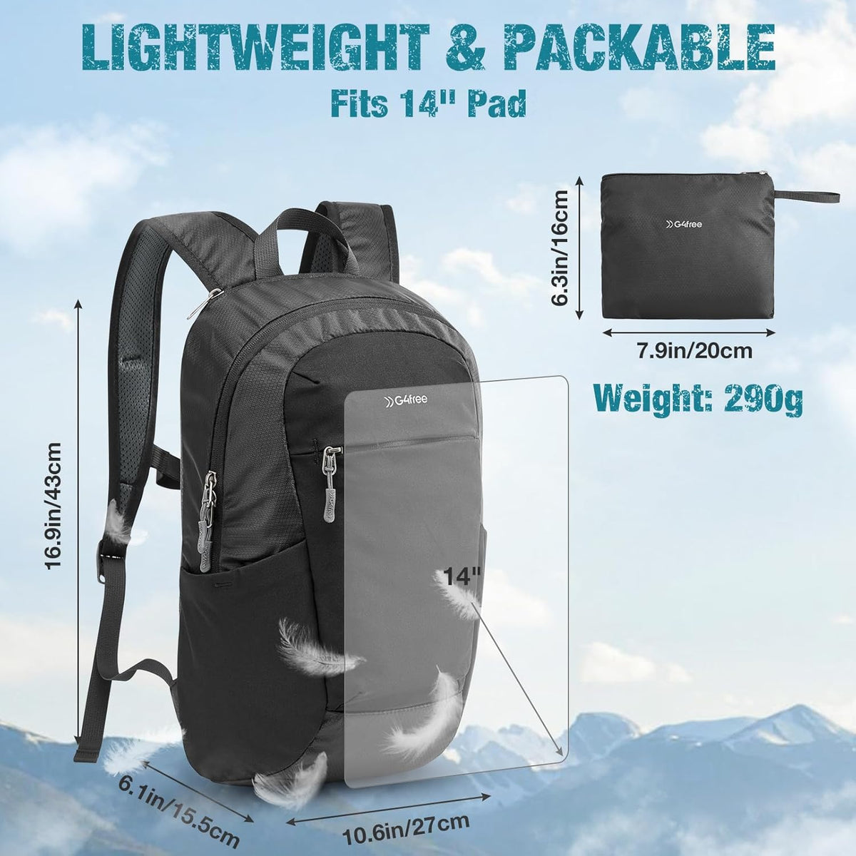 18L Lightweight Packable Hiking Backpack for Men Women | Small Foldable Daypack for Travel Camping Trip