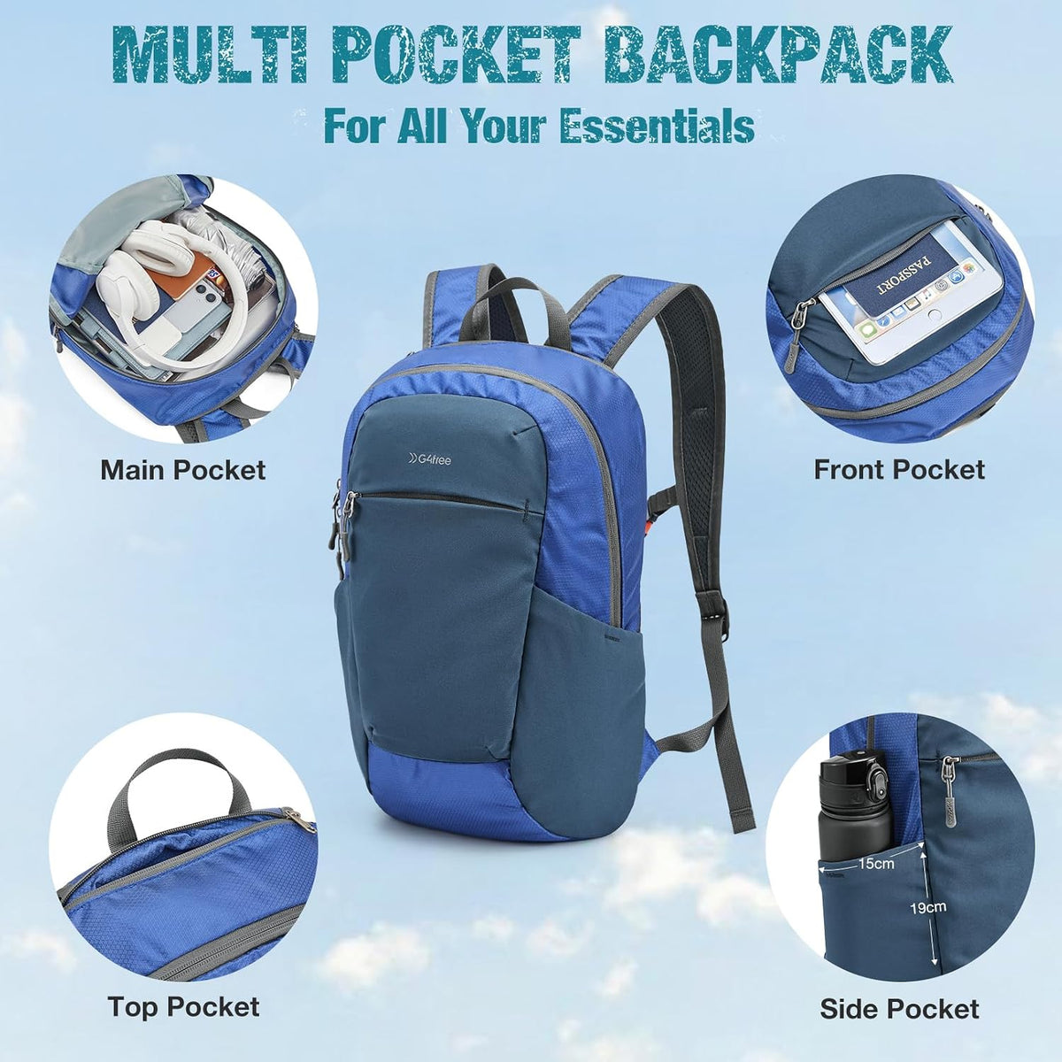 18L Lightweight Packable Hiking Backpack for Men Women | Small Foldable Daypack for Travel Camping Trip