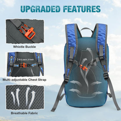 18L Lightweight Packable Hiking Backpack for Men Women | Small Foldable Daypack for Travel Camping Trip