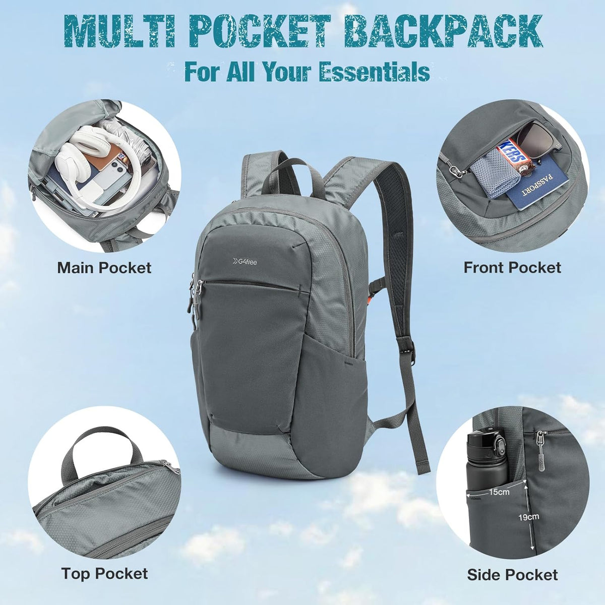 18L Lightweight Packable Hiking Backpack for Men Women | Small Foldable Daypack for Travel Camping Trip