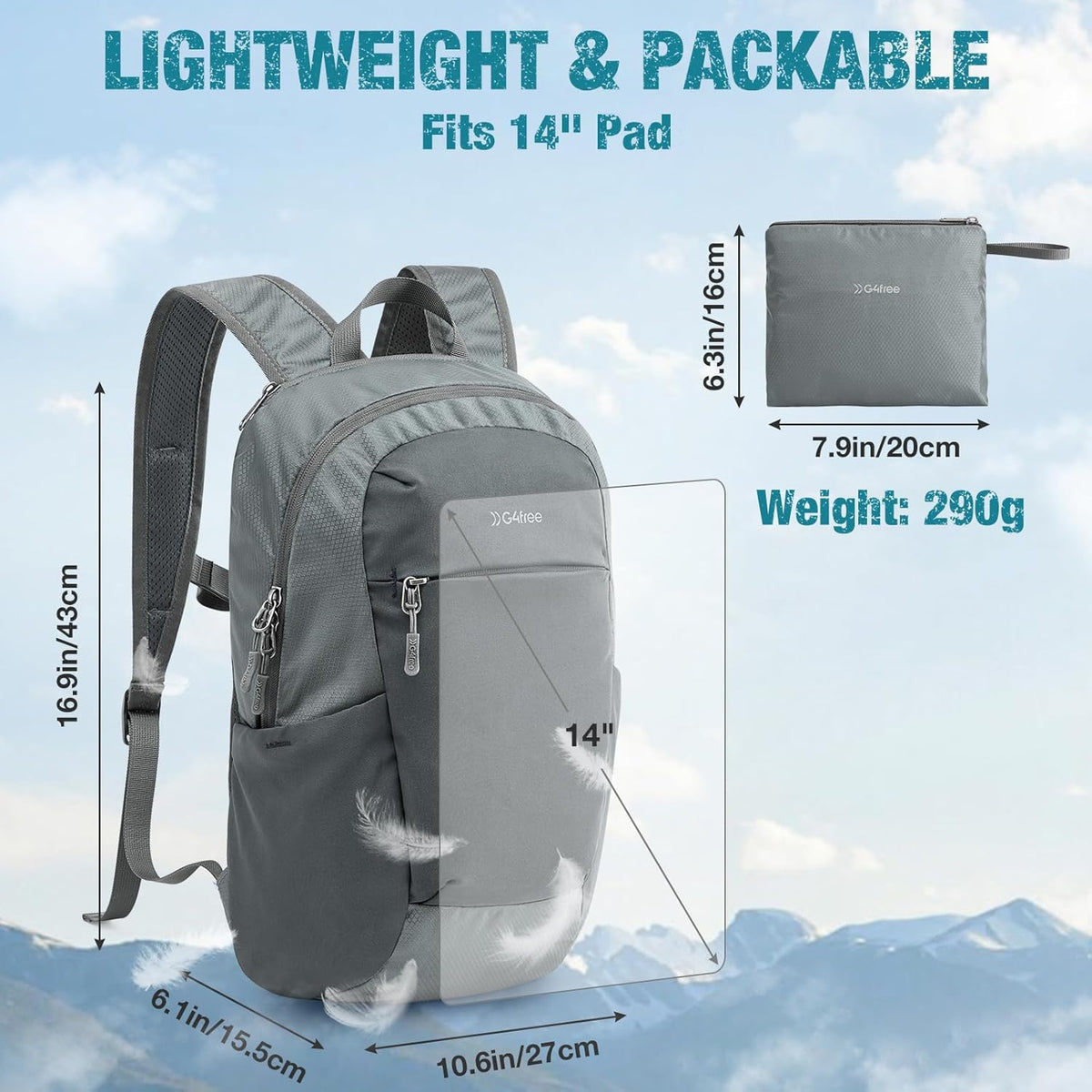 18L Lightweight Packable Hiking Backpack for Men Women | Small Foldable Daypack for Travel Camping Trip