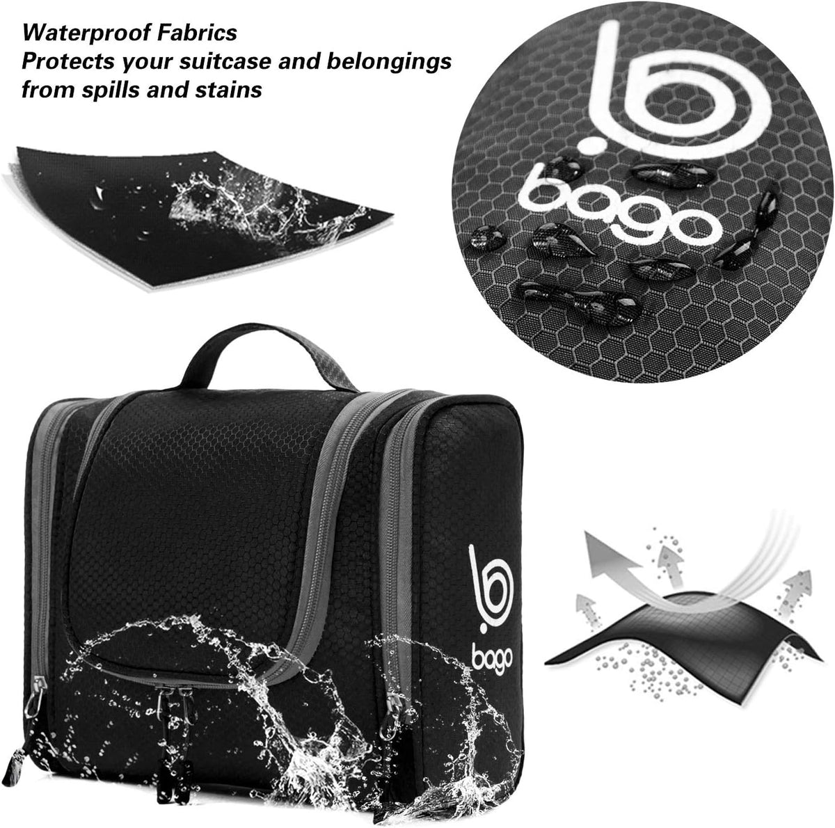 Bago Travel Toiletry Bag for Women and Men - Large Waterproof Hanging Large Toiletry Bag for Bathroom and Travel Bag for Toiletries Organizer -Makeup Bag (Blue)