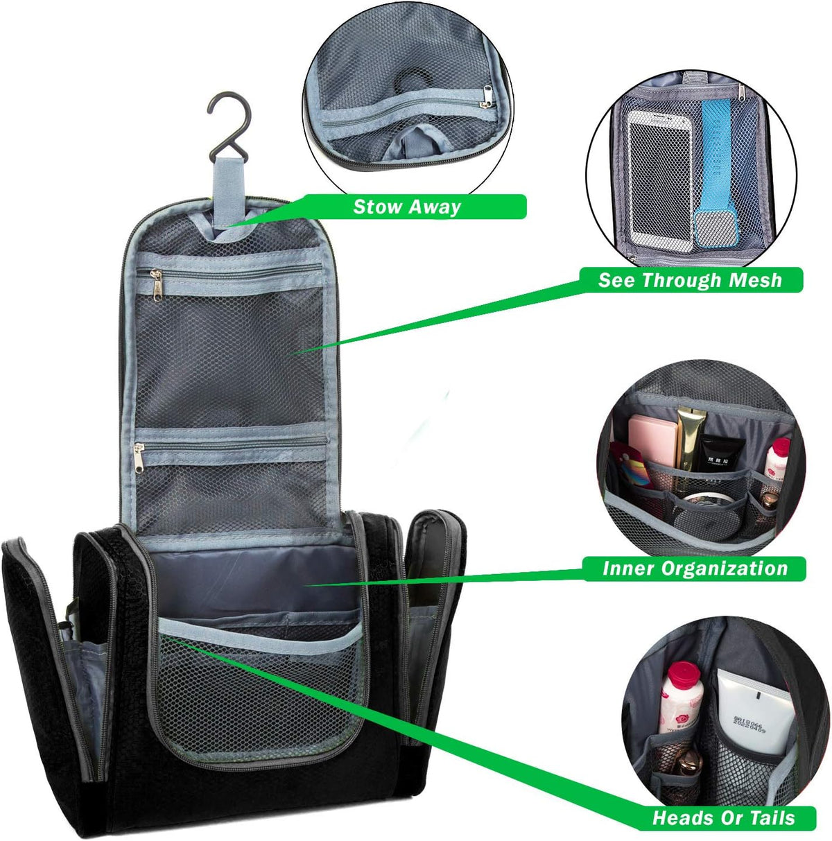 Bago Travel Toiletry Bag for Women and Men - Large Waterproof Hanging Large Toiletry Bag for Bathroom and Travel Bag for Toiletries Organizer -Makeup Bag (Blue)