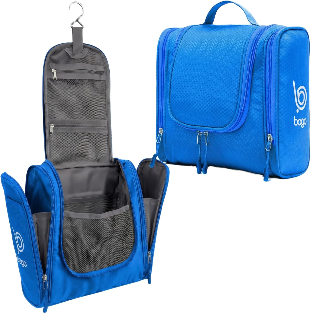 Bago Travel Toiletry Bag for Women and Men - Large Waterproof Hanging Large Toiletry Bag for Bathroom and Travel Bag for Toiletries Organizer -Makeup Bag (Blue)
