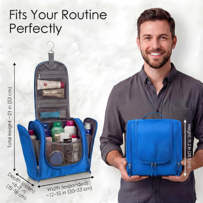 Bago Travel Toiletry Bag for Women and Men - Large Waterproof Hanging Large Toiletry Bag for Bathroom and Travel Bag for Toiletries Organizer -Makeup Bag (Blue)