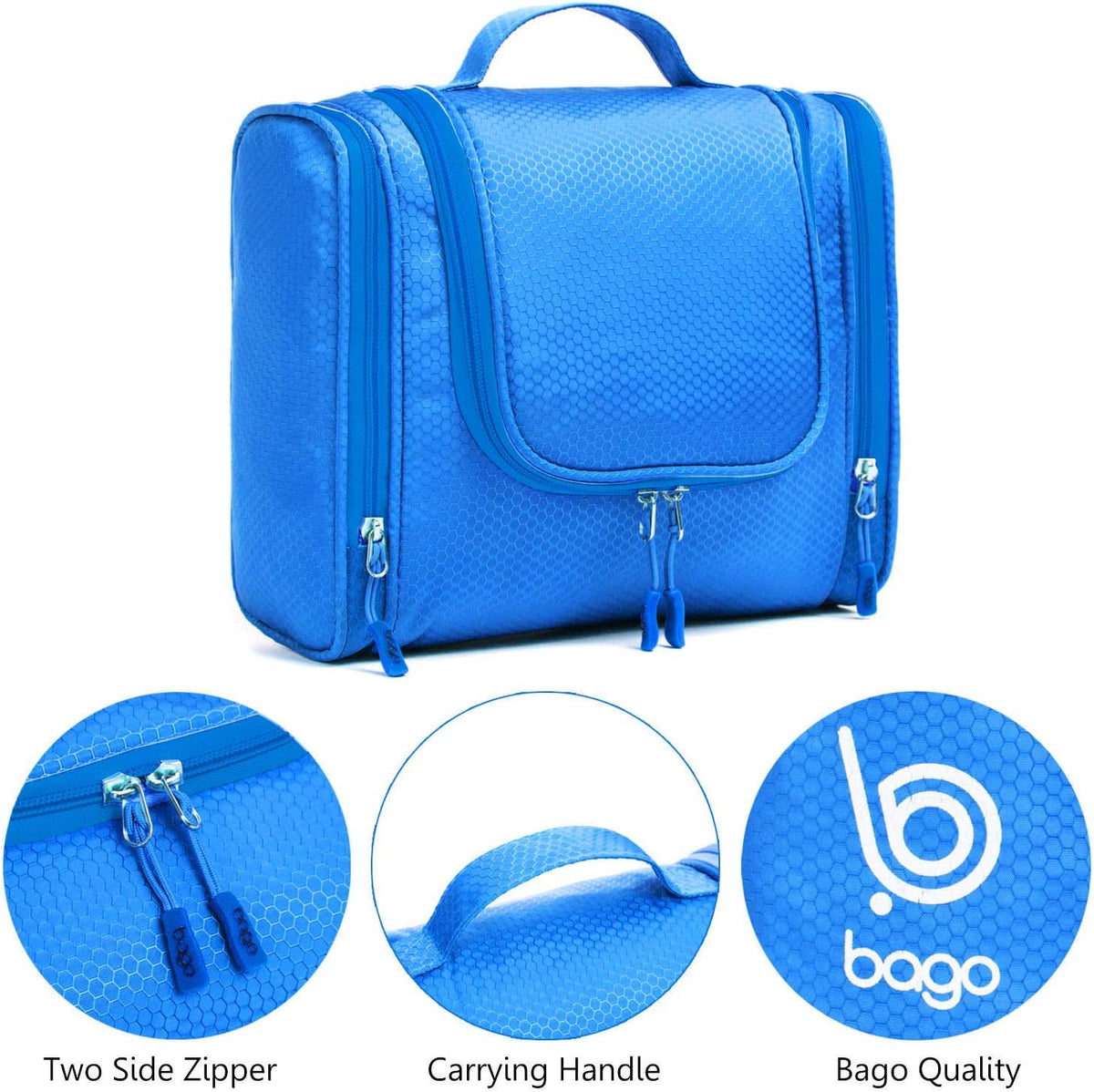 Bago Travel Toiletry Bag for Women and Men - Large Waterproof Hanging Large Toiletry Bag for Bathroom and Travel Bag for Toiletries Organizer -Makeup Bag (Blue)