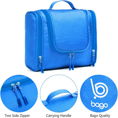 Bago Travel Toiletry Bag for Women and Men - Large Waterproof Hanging Large Toiletry Bag for Bathroom and Travel Bag for Toiletries Organizer -Makeup Bag (Blue)