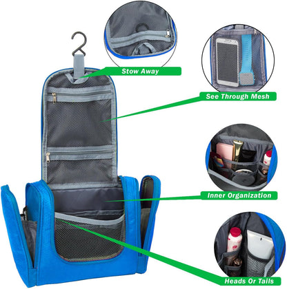 Bago Travel Toiletry Bag for Women and Men - Large Waterproof Hanging Large Toiletry Bag for Bathroom and Travel Bag for Toiletries Organizer -Makeup Bag (Blue)