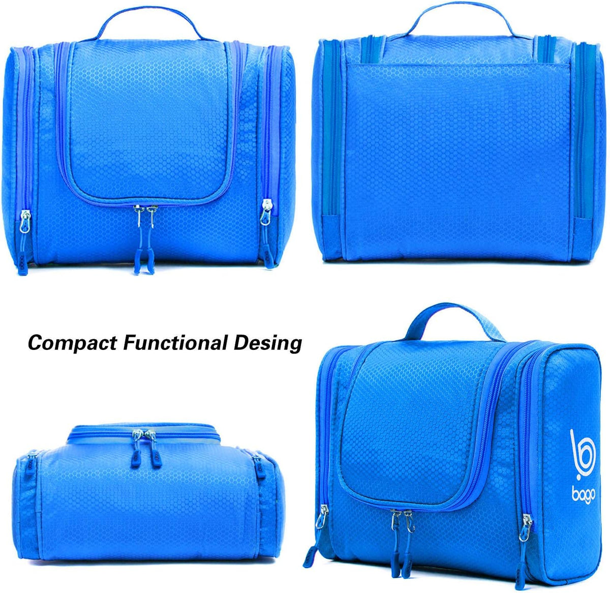 Bago Travel Toiletry Bag for Women and Men - Large Waterproof Hanging Large Toiletry Bag for Bathroom and Travel Bag for Toiletries Organizer -Makeup Bag (Blue)