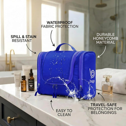 Bago Travel Toiletry Bag for Women and Men - Large Waterproof Hanging Large Toiletry Bag for Bathroom and Travel Bag for Toiletries Organizer -Makeup Bag (Blue)